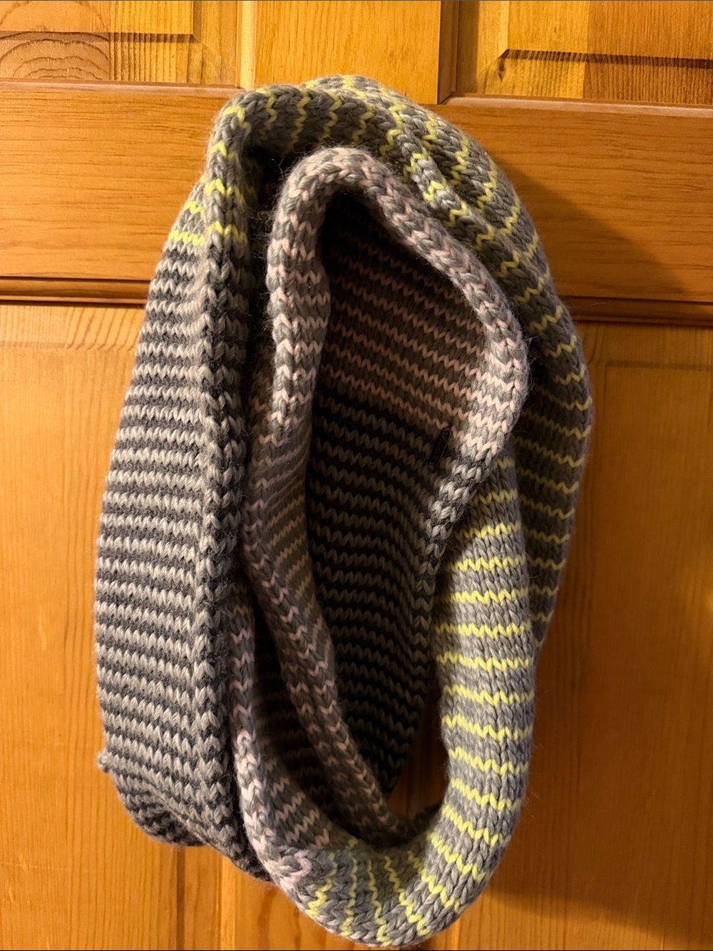 pistil Striped Knit Infinity Scarf in Gray, Pink & Yellow